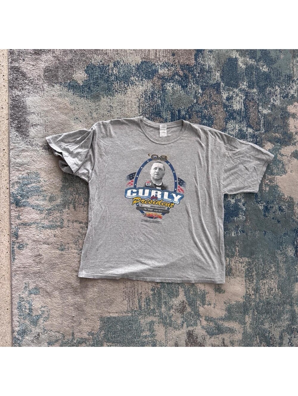 Gray vintage the Three Stooges.  Vote curly for president T-shirt